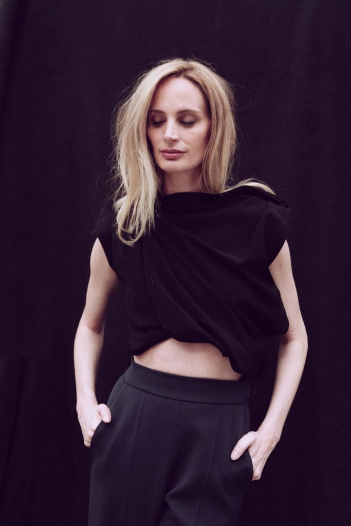 Lauren Santo Domingo photographed on the penthouse rooftop of The Joule. Ellery draped top and Delpozo skirt, collections at modaoperandi.com.
