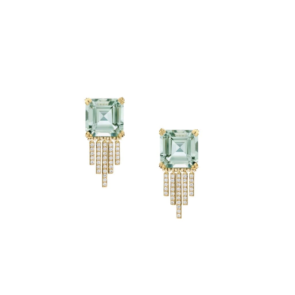 Empire rasiolite and diamond earrings.