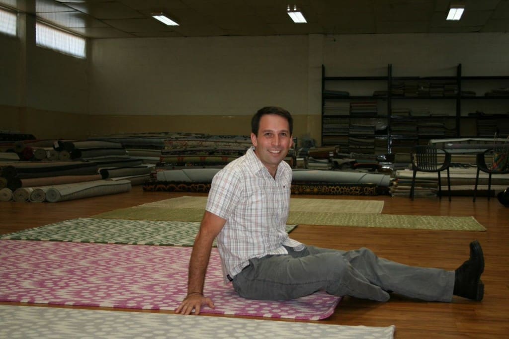 Reitmeyer sitting on some of his proud creations in Nepal.