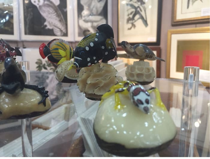 Tagua nut carved ivory insects at Really Good antiques (Panama City, Panama). 