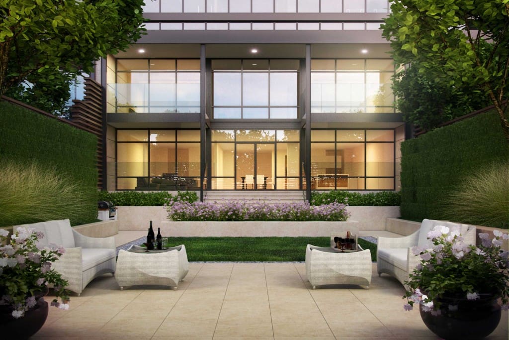 A garden sitting area, with landscpe design by McDugald-Steele