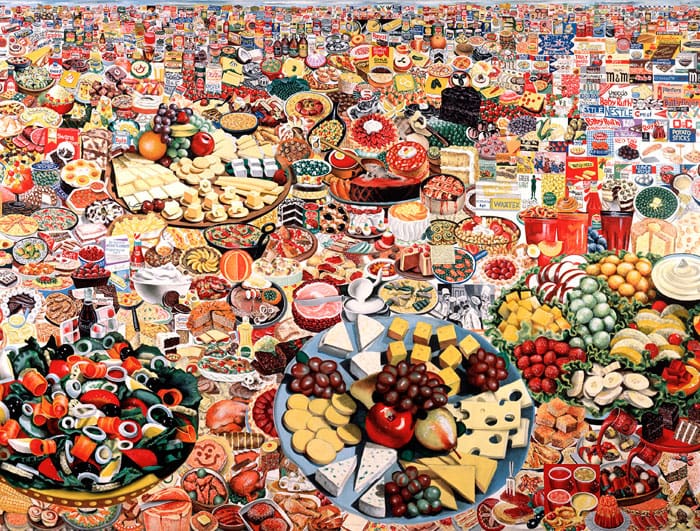 Icelandic artist Erró’s “Foodscape," 1964, is wilder than Wayne Thiebaud. Collection Moderna Museet, Stockholm. © 2014 Artists Rights Society (ARS), New York / ADAGP, Paris.