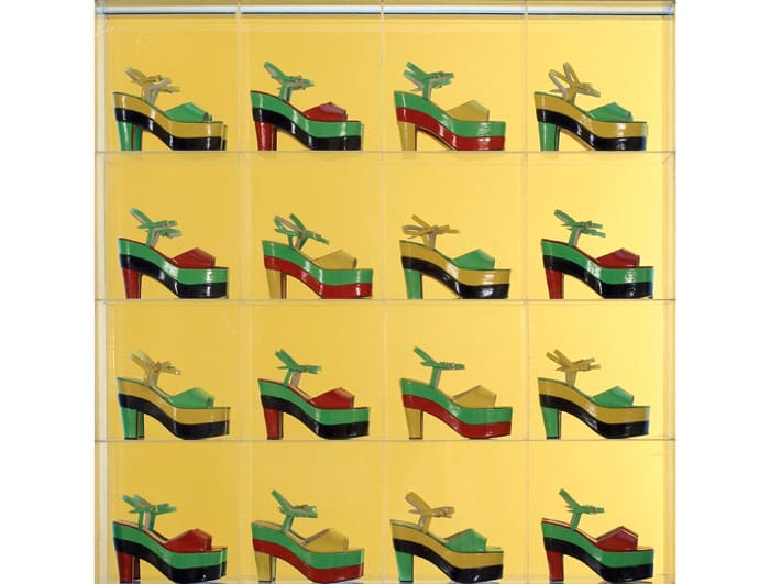 “Dalila Double Platform” by Argentine artist Dalila Puzzovio shows fashion’s influence on Pop.