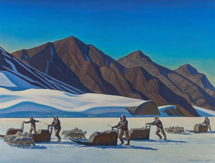 Late American master Rockwell Kent's scene from his Greenland travels, "Polar Expedition," 1944, was originally a commission for Encyclopedia Britannica. It achieved a new record — $605,000, more than double its estimate — May 2, 2015, in Dallas, when sold as part of the Judson C. and Nancy Sue Ball Collection.