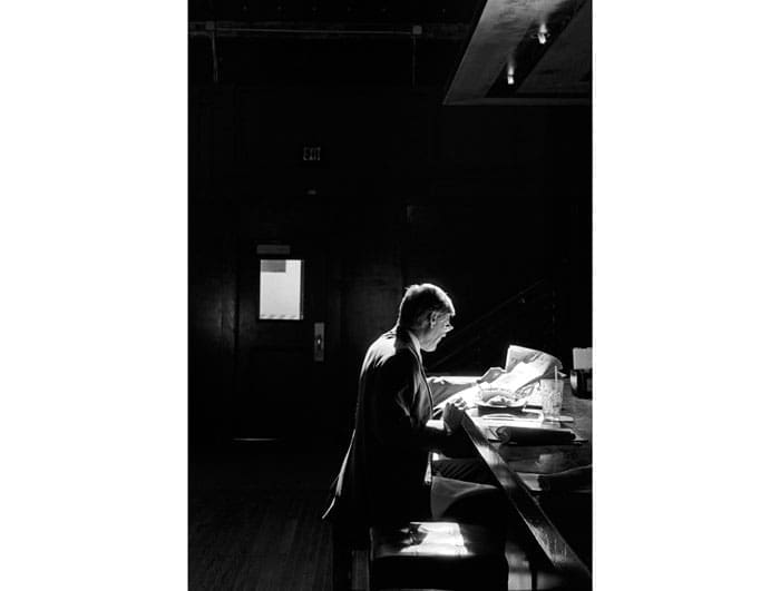 "Metro Bar," 2006, graced the exterior of 800 Main Street until it was succeeded by the now-on-view "Immigrant Reform Protest." "Metro Bar' demonstrates Sharum's way with film, which the artist favors over digital photography, thanks to his trusty medium-format 1951 Rolleiflex Automat. 