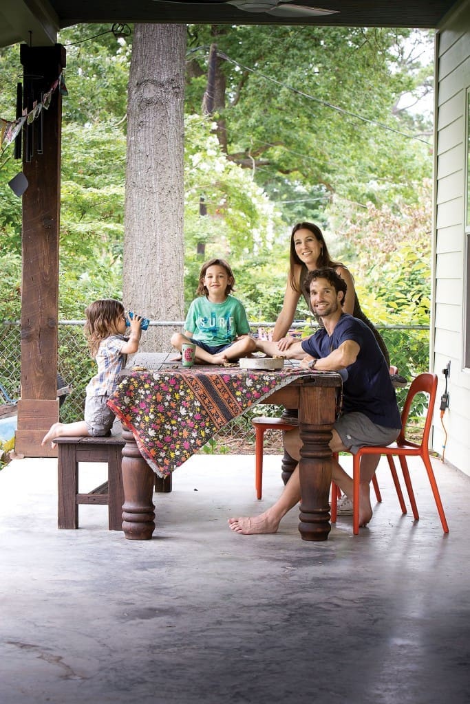 The Graff family relaxing on the back porch, where the children love to paint and play.