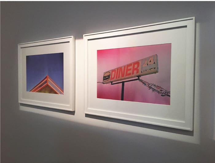 David Adam Salinas' filtered slices of a Pop reality reflect the vibrant neighborhood culture swirling around ERS.
L to R: "Wedge" and "Diner," both 2015. 