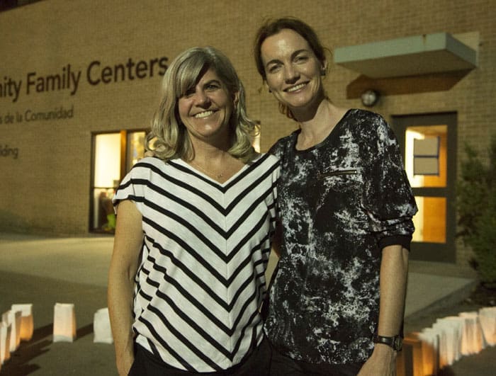 Eastend Houston director Diane Barber with artist Allison Hunter. The foundation partnered with Hunter in promoting the project. Photo Felix Sanchez. 
