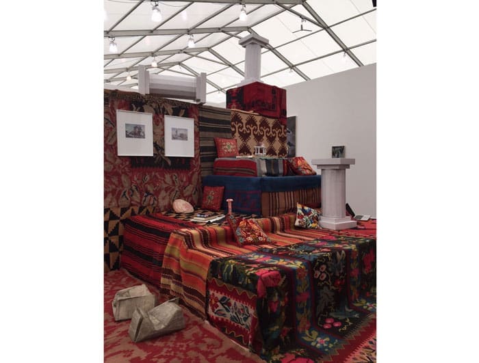 Scene from Athens gallery, The Breeder’s booth at Frieze New York: Andreas Angelidakis’ “Crash Pad,” 2015. 
