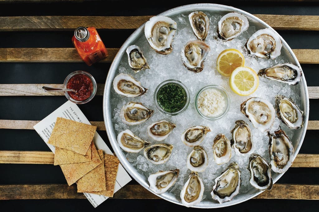 Oysters on the half-shell are sure to be on the State of Grace menu. These beauties are from a Fry restaurant in Atlanta. (Photo by Andrew Thomas Lee)
