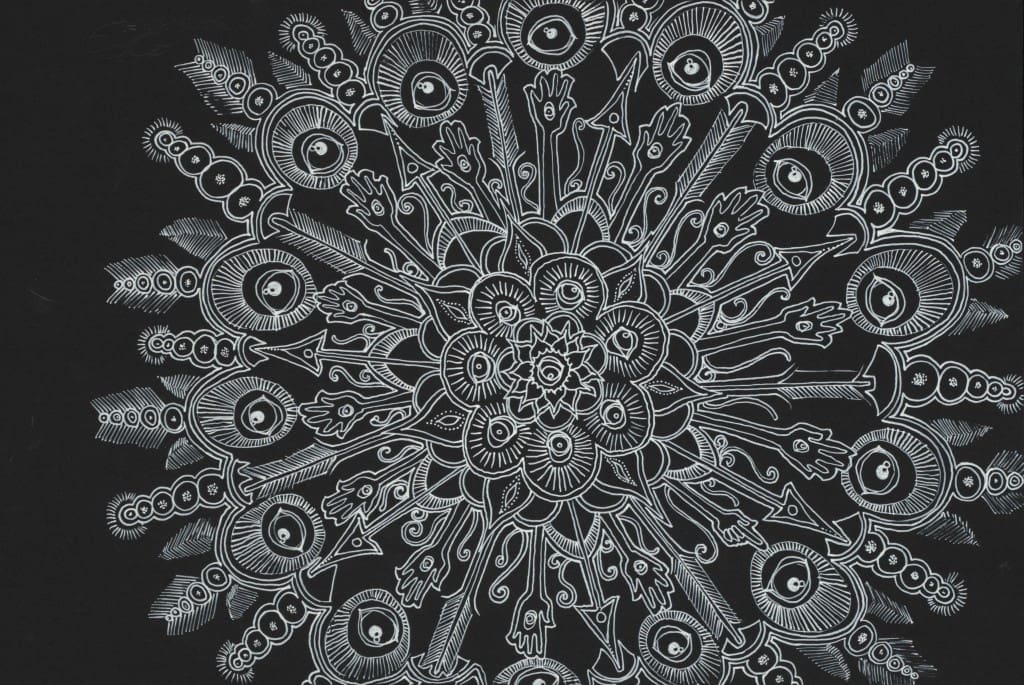 "Mandala #1," 2014, ink & watercolor