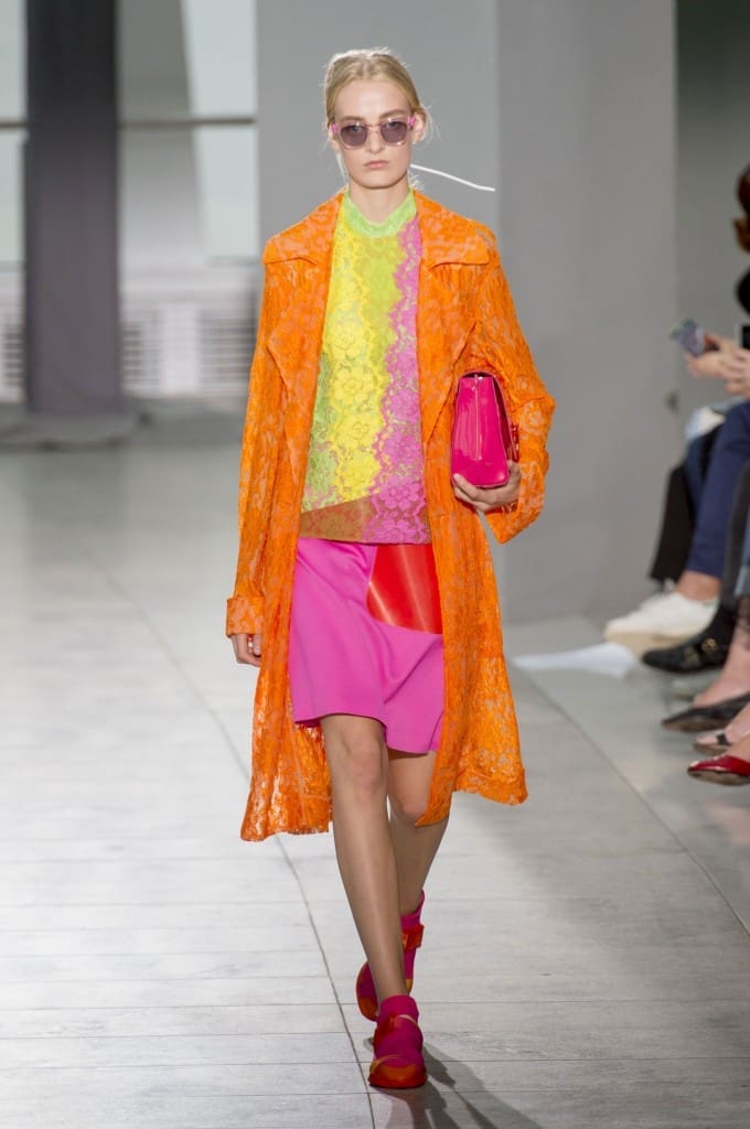 Cristopher Kane's Spring 2016 RTW look possesses a color palette similar to Peter Max's creations.