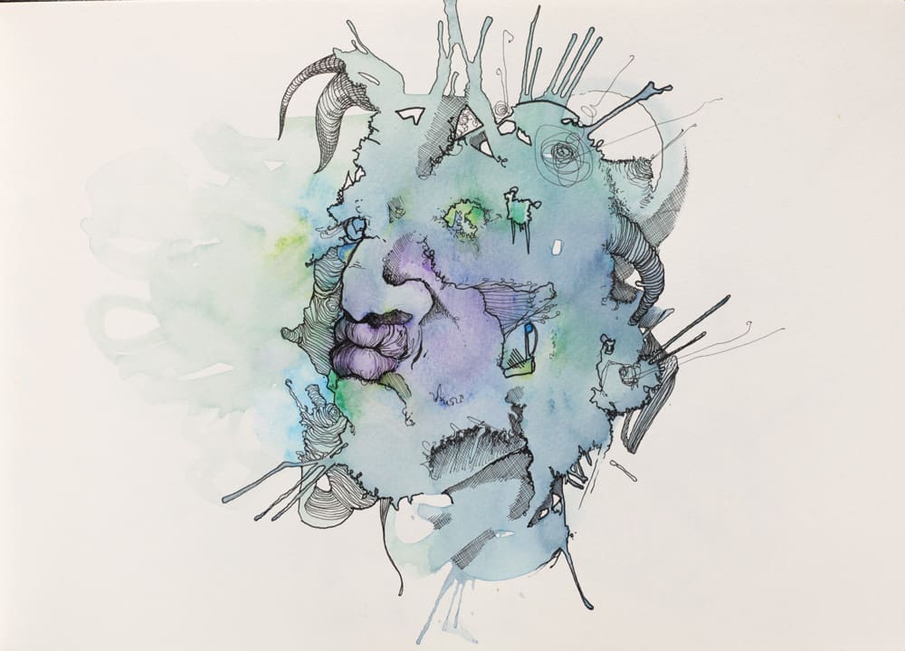 "Snark," 2014, ink & watercolor