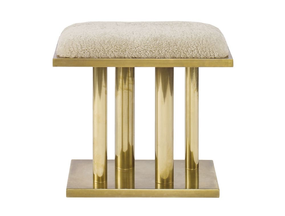 Upholstered Holmby stool in burnished bronze