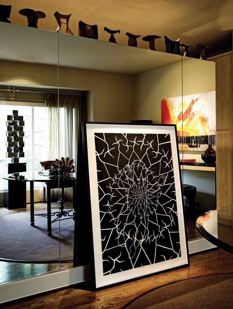 James Surls’ black-and-white Everybaby, through Hiram Butler Gallery.