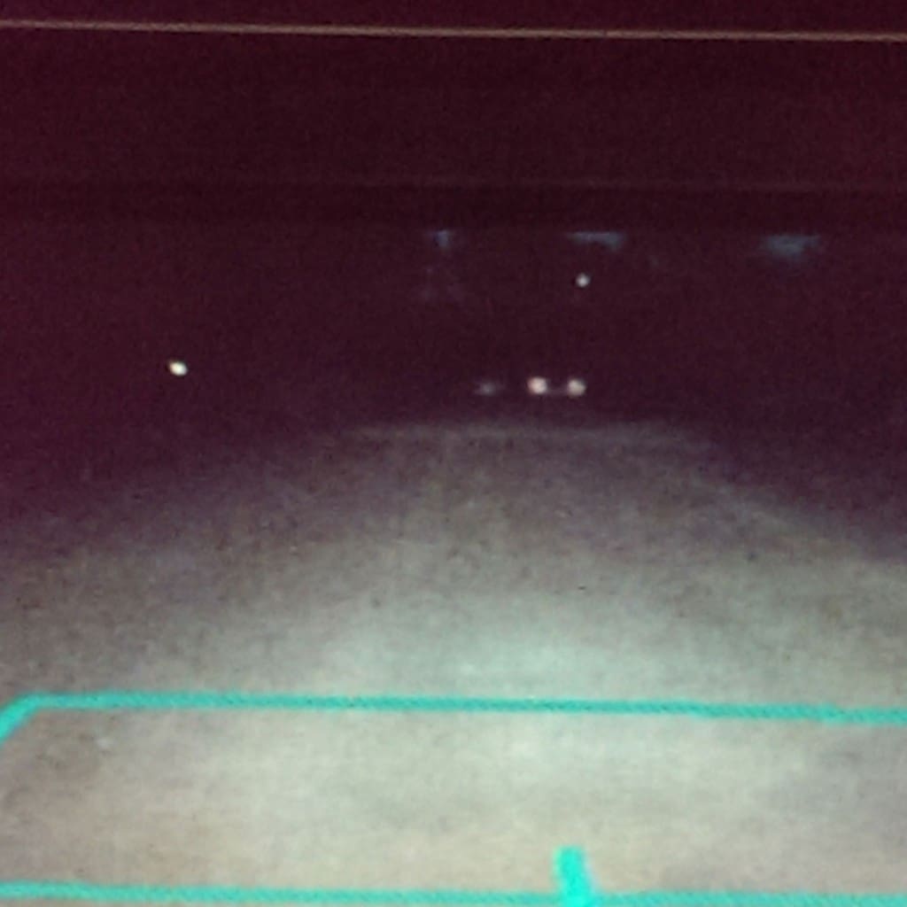 In our car's back-up camera, the light on the left cannot be accounted for. Is it an orb? (Photo by Matthew Ramirez)