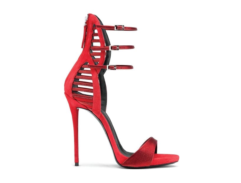 Giuseppe Zanotti Lilith satin and suede sandal with ankle cage