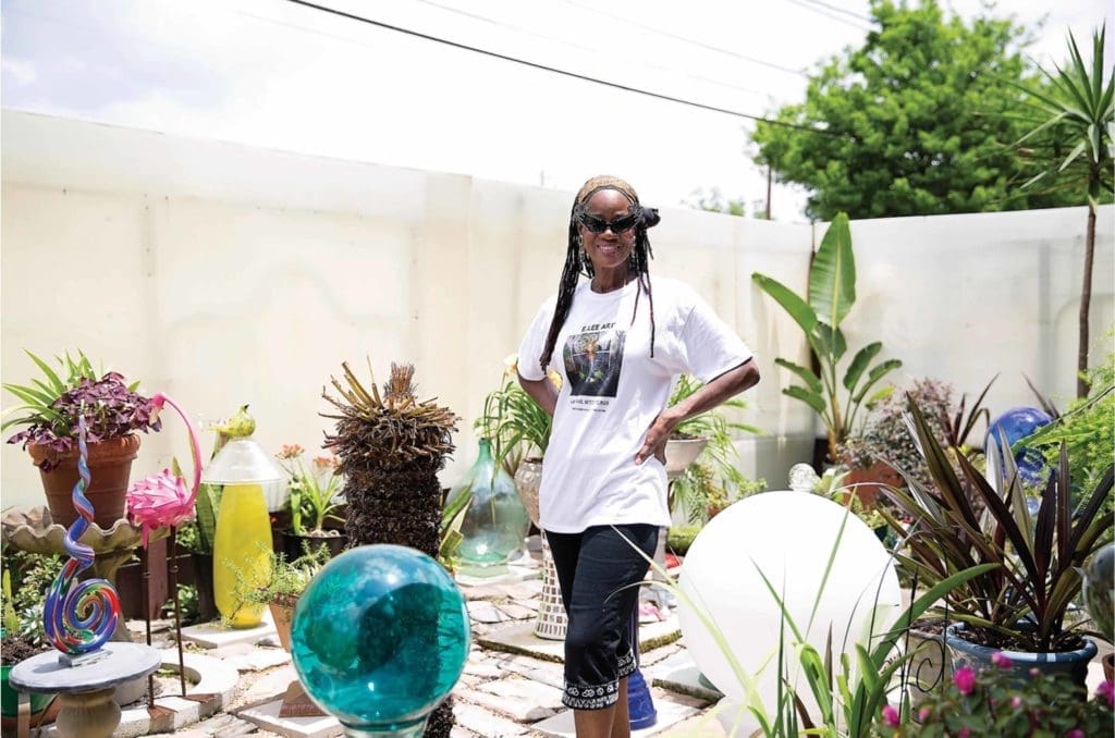 Erma Lee in her Inspirational Art Garden