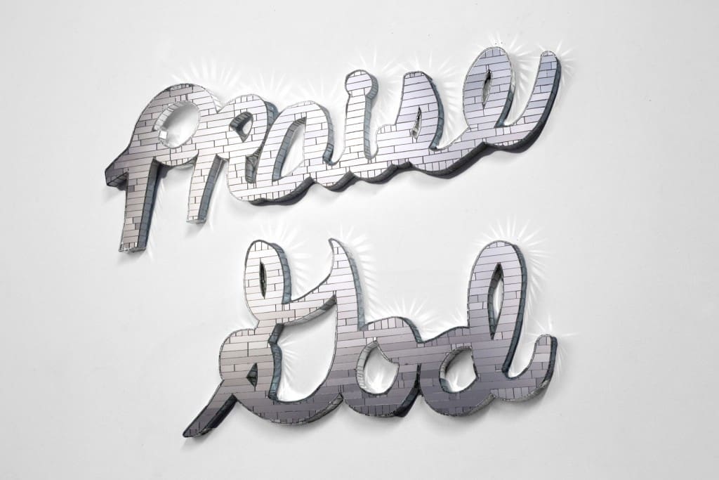 “Praise God,” 1997, is emblematic of Art League Houston’s Lifetime Achievement honoree Forrest Prince’s life and work. (Photo Os Galindo; Collection Ana Lisa and Tommy Cloud)