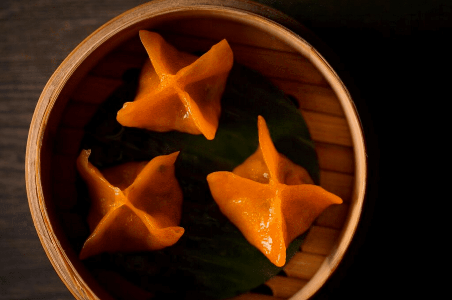 Yauatcha's crystal dumpling wrap with pumpkin. 