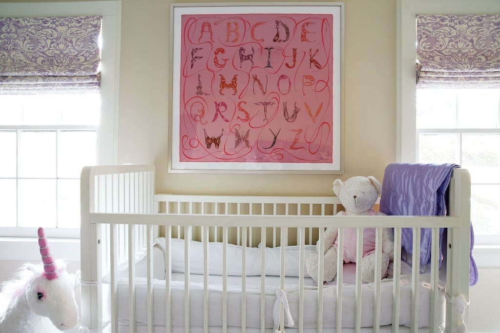 Looke loves to frame Hermès scarves, especially for nurseries, as she did in her daughter’s room. “The color combinations are always so interesting,” she says. 