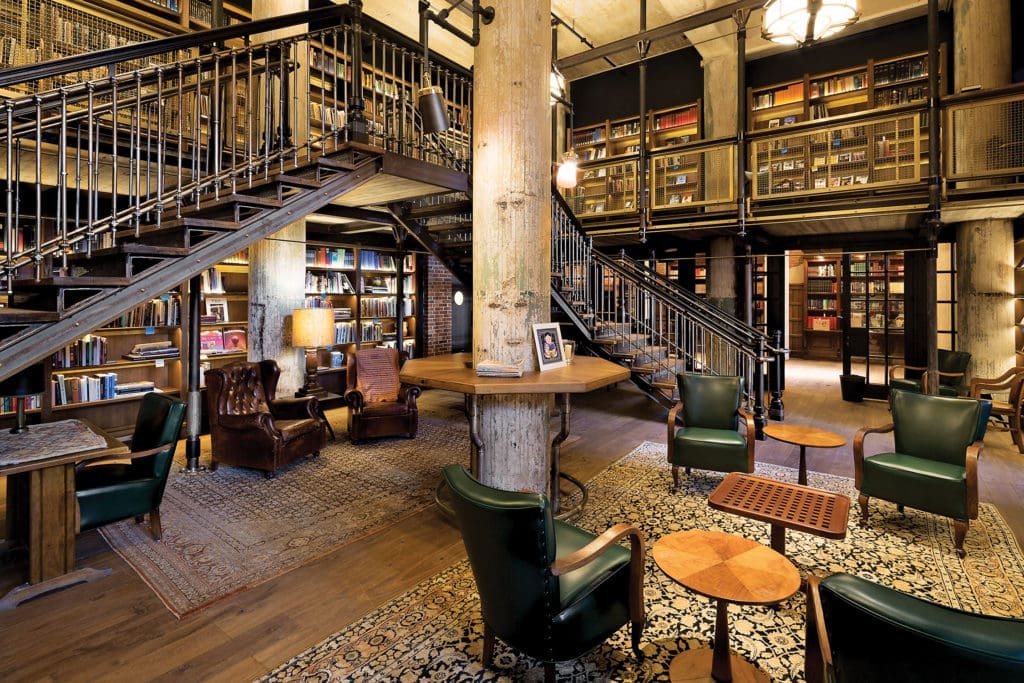 Hotel Emma’s library stocks more than 3,700 volumes from the collection of cultural historian Sherry Kafka Wagner.