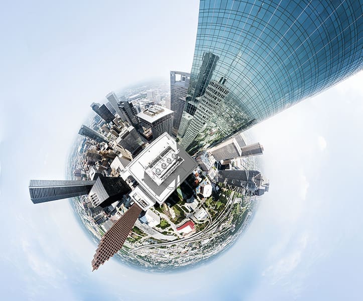 “One Shell Plaza Roof,” 2015, among the artist’s most recent photos, was shot from the rooftop of the 50-story building.