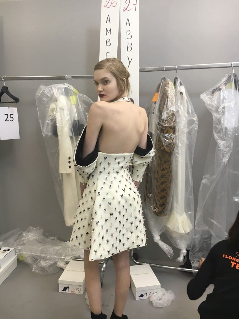 Behind the scenes: Abby preps for the show backstage.