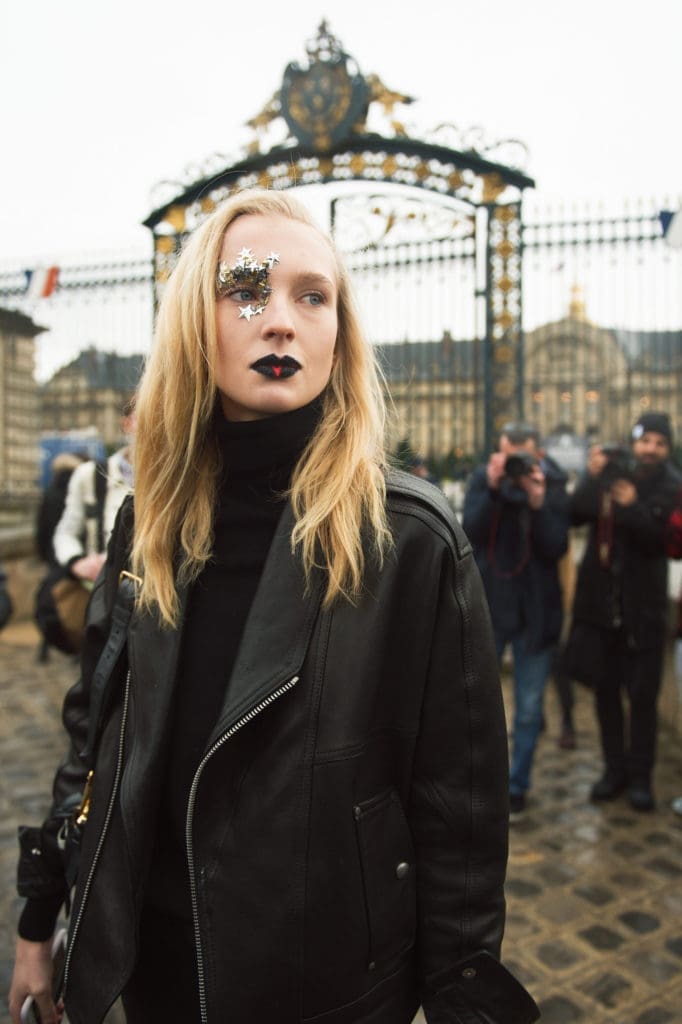 A show-goer at Couture Fashion Week in Paris- January 2016