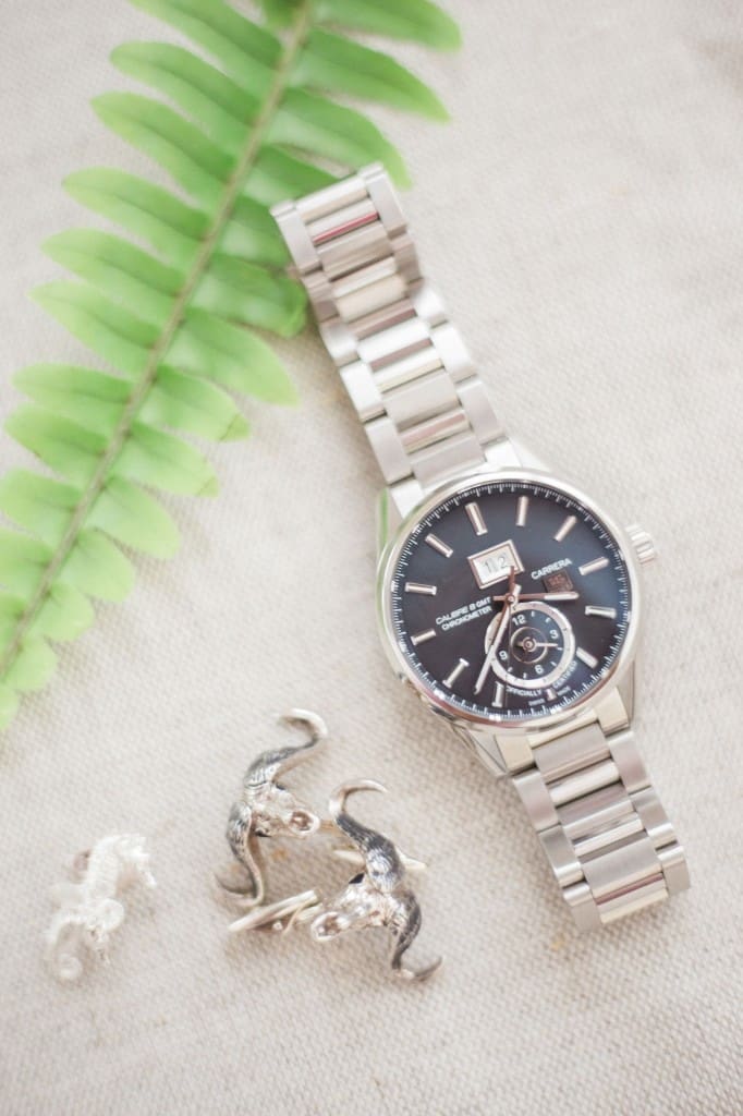 What The Groom Wore: Longhorn cufflinks and a sleek watch