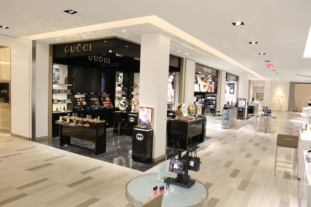Gucci Beauty serves as one of Saks' exclusive brands. Others include Annick Goutal, Bond No. 9, Cellcosmet, Decorte, Ex Nihilo, Guerlain Bee Collection, Kilian, L'Artisan (in-store June 1), Le LAbo, Penhaligon's, Prada Infusions, Serge Lutens and Valmont. (Photo by Priscilla Dickson)