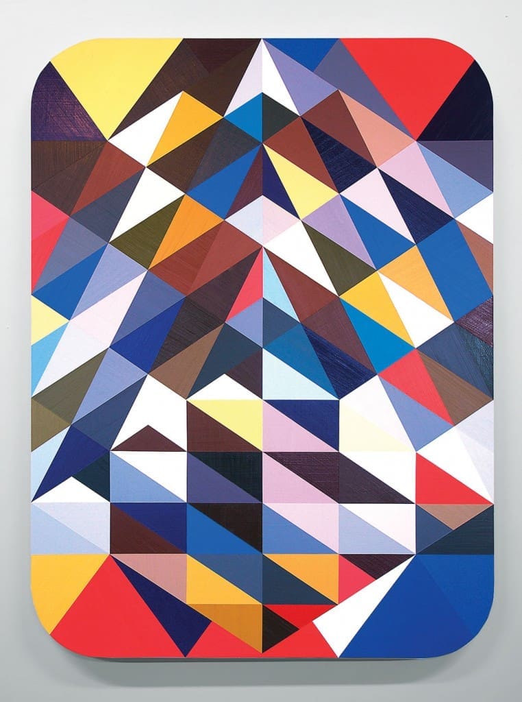 Francisco Moreno’s "Slate: Hard Edge Triangle Painting No. 7 (randomly generated)," 2016, at Erin Cluley Gallery. Courtesy the artist and Erin Cluley Gallery, Dallas.