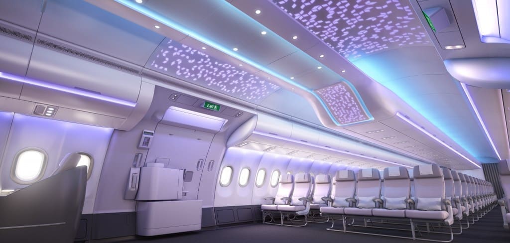 The lighting in the Airspace cabin can be changed to reflect the time of day.