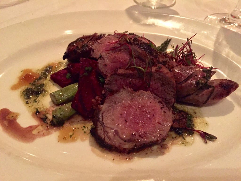 Lamb and asparagus and beets