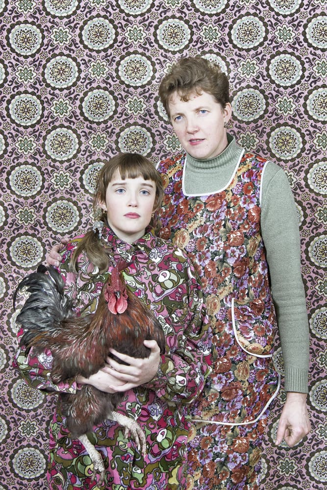 Natalia Wiernik's "Girl with a Rooster," 2013, at Anya Tish Gallery, plays up riotous patterning. The internationally exhibited Polish artist was featured at the gallery during its FotoFest show, 2016, which also coincided with Tish's 20th anniversary as an independent dealer. (Courtesy the artist and Anya Tish Gallery)