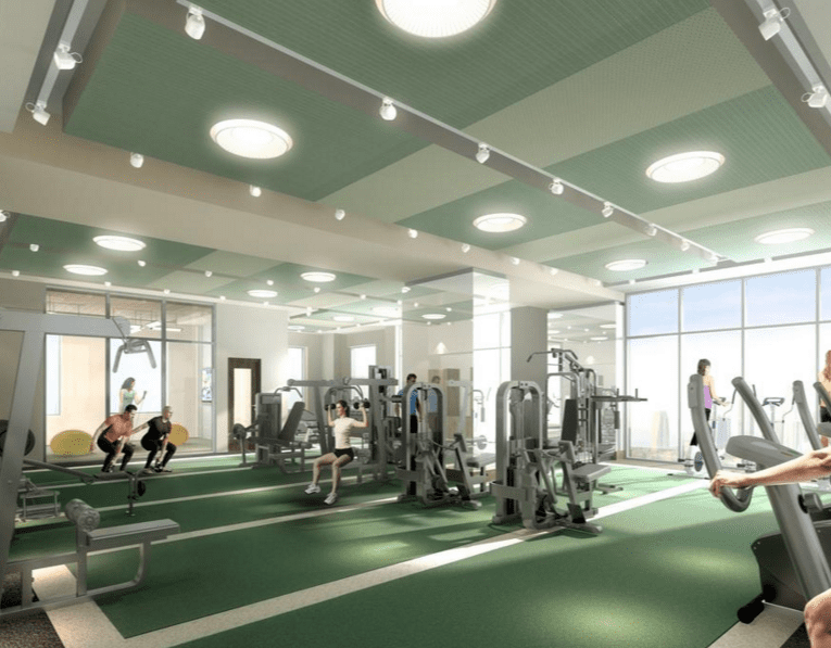 Market Square Tower is packed with amenities, including a giant gym.