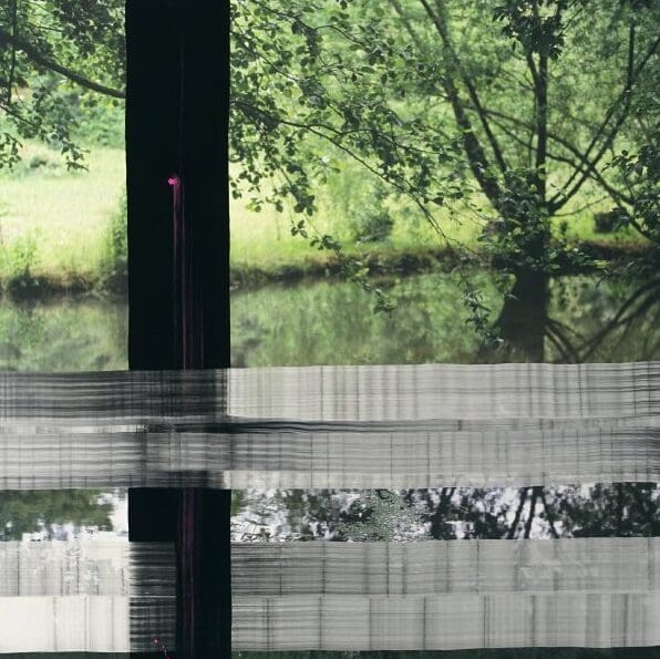 The late artist's "Untitled (F8.17)," 2008 - 2012, presents a portal onto an unknown bank of the Houston Ship Channel. Note the surprising splash of pink in the vertical bar of black pigment. 