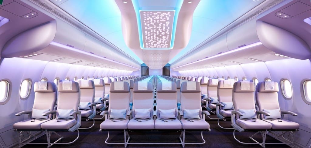 Economy seats in the new Airspace by Airbus are 18 inches wide. 