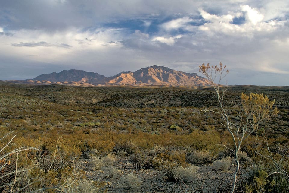 The Chinati mountain range, as seen from Marfa.