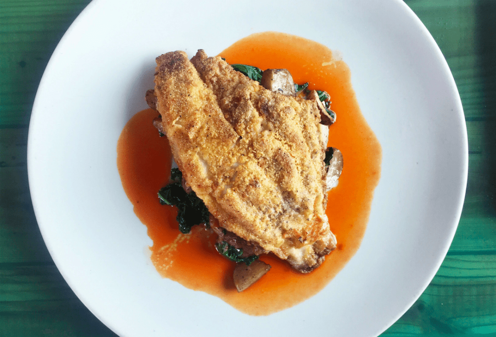The cornmeal-crusted catfish is on Harold's lunch menu. 