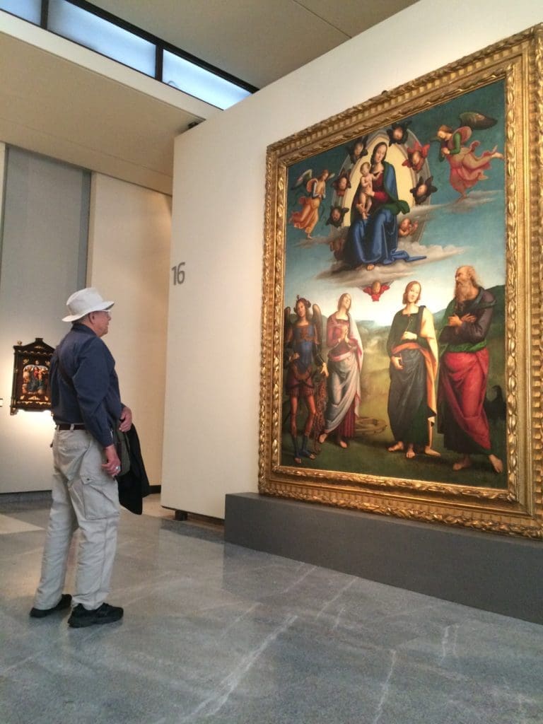 Earl in wonder gazing at a Perugino never before seen outside a textbook.