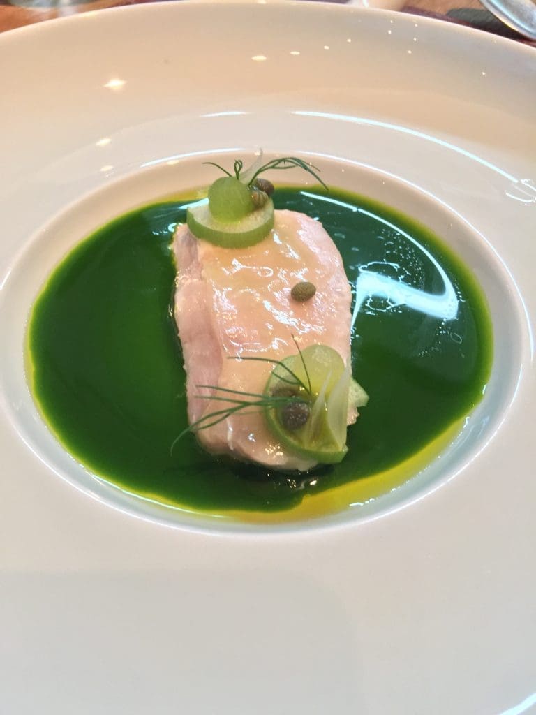 Hamachi, jade sauce, jalapeño