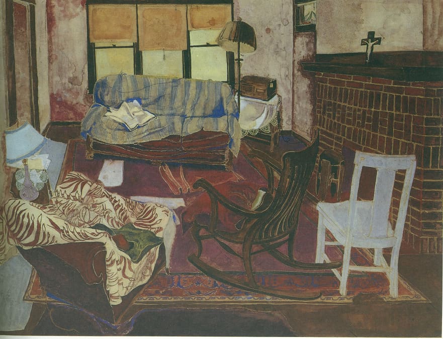  An early work by the Pop master: "Living Room," circa 1946-1947, shows the Warhola family digs. (Collection Paul Warhola Family, Pittsburgh, courtesy "Warhol" by David Bourdon)