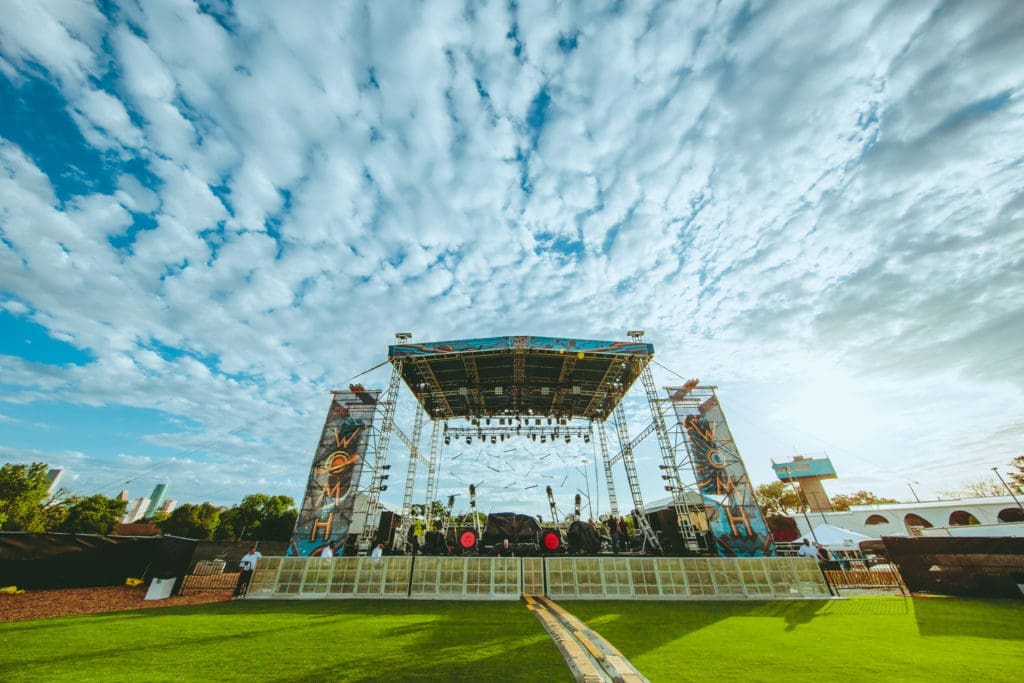 The sky serves as stunning back drop for White Oak Music Hall's lawn stage. 