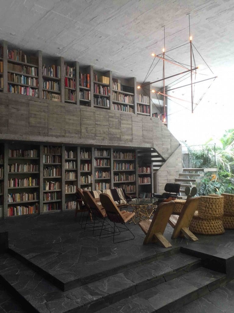 In the library-living space, is Reyes' ever-growing collection of books.
