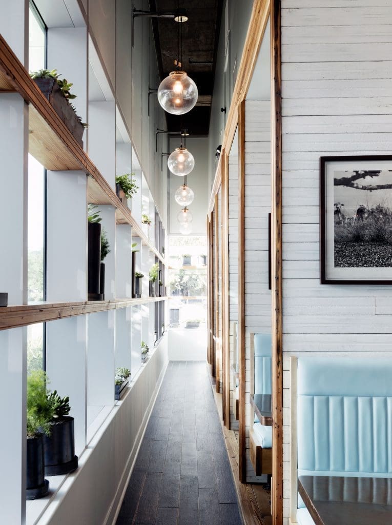 Reclaimed and recycled materials were used to decorate the new Liberty Kitchen space.