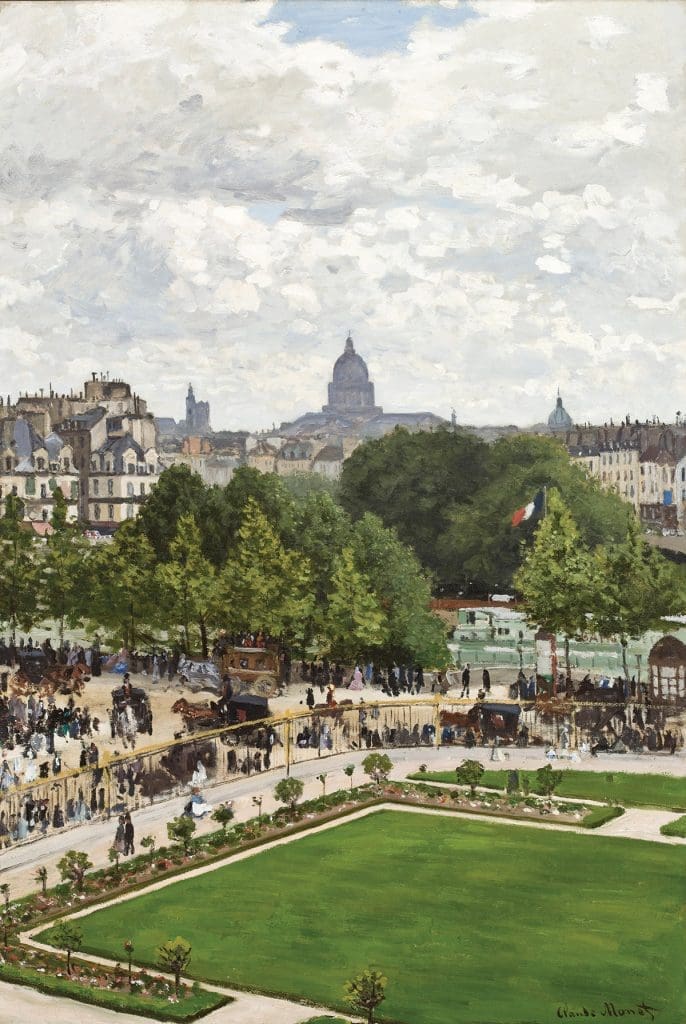 ALM289711 Garden of the Princess, Louvre, 1867 (oil on canvas) by Monet, Claude (1840-1926); 91.8x61.9 cm; Allen Memorial Art Museum, Oberlin College, Ohio, USA; (add.info.: Le Jardin de l'Infante;); R.T. Miller, Jr. Fund; French,  out of copyright