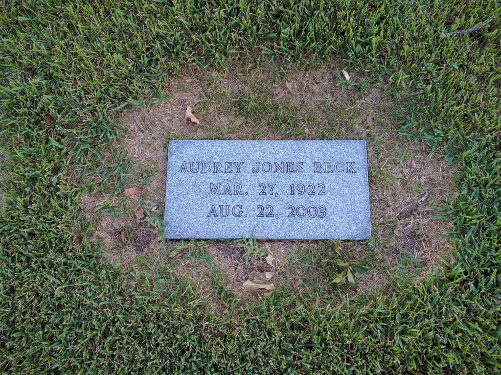 The simple marker belies the contributions of Audrey Jones Beck.