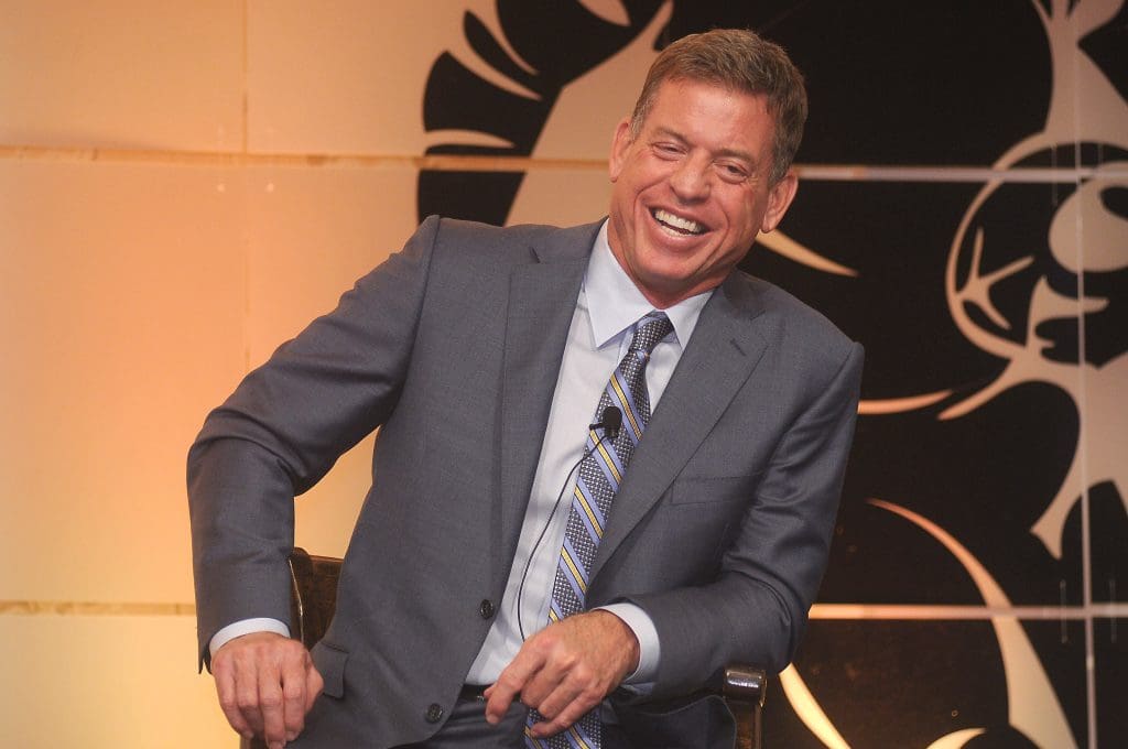 Special guest Troy Aikman speaks at the Touchdown for Teach event at the River Oaks Country Club Tuesday Nov. 15, 2016.(Dave Rossman photo)