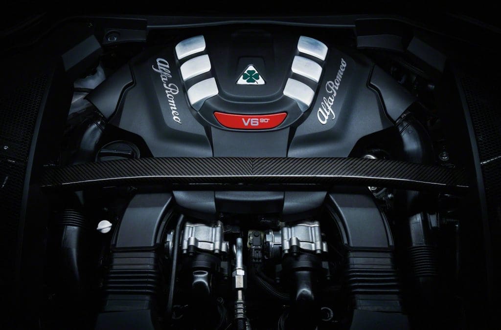 The 2.9-liter bi-turbo intercooled V-6 Stelvio engine delivers a class-leading 505 horsepower, top speed of 177 mph and 0-60 time of 3.9 seconds.

